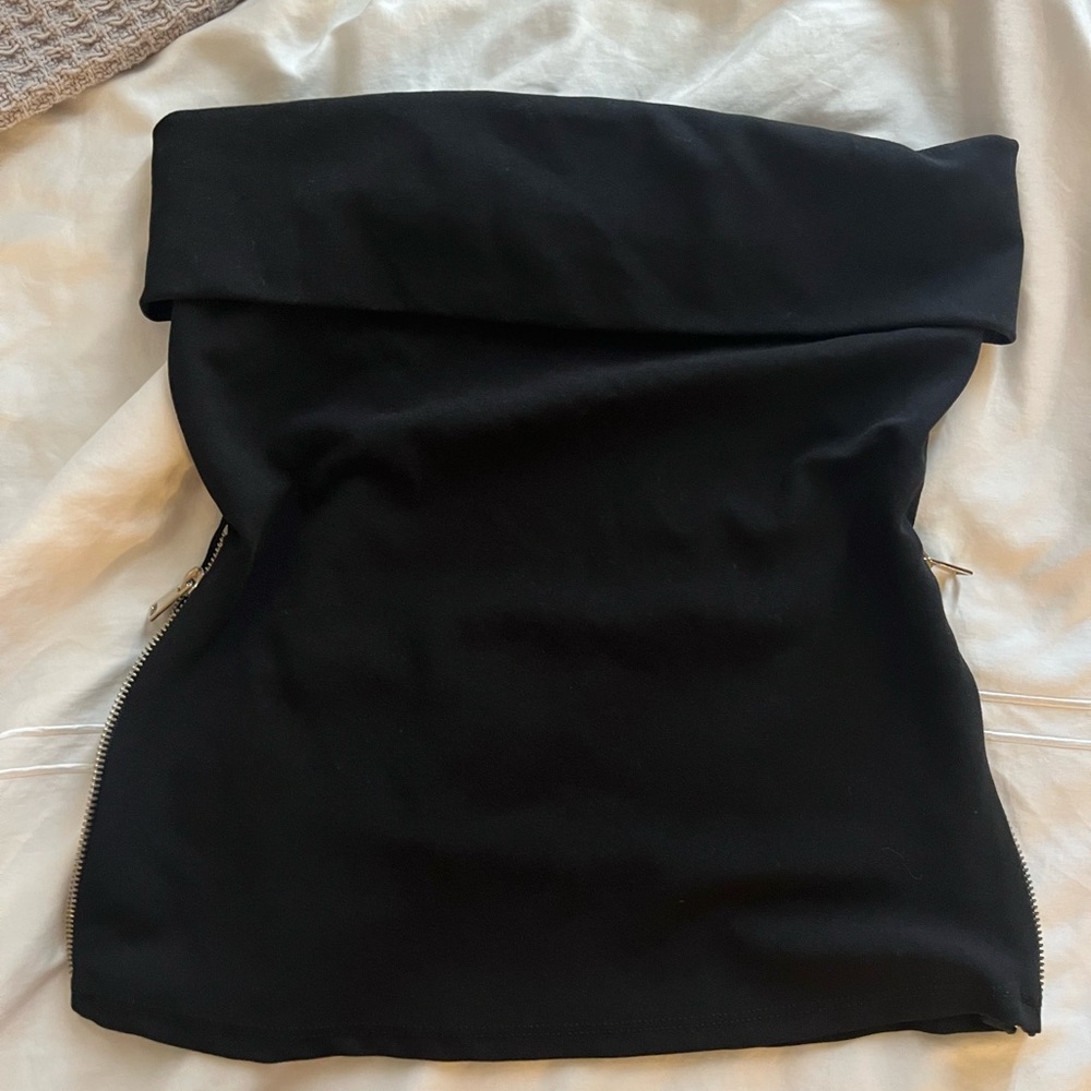 Fold over tube top with side zippers